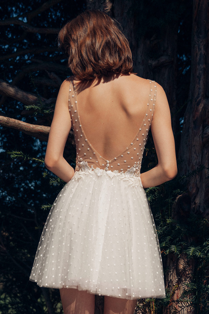 Radiant Blossom Embroidered Lace Dress | Jewelclues | #color_white