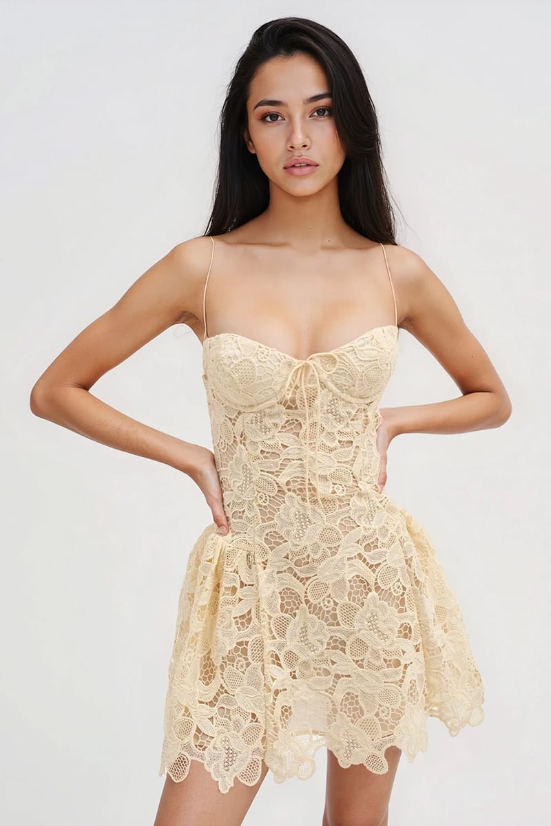 Reha Lace Mini Dress | Jewelclues #color_cream