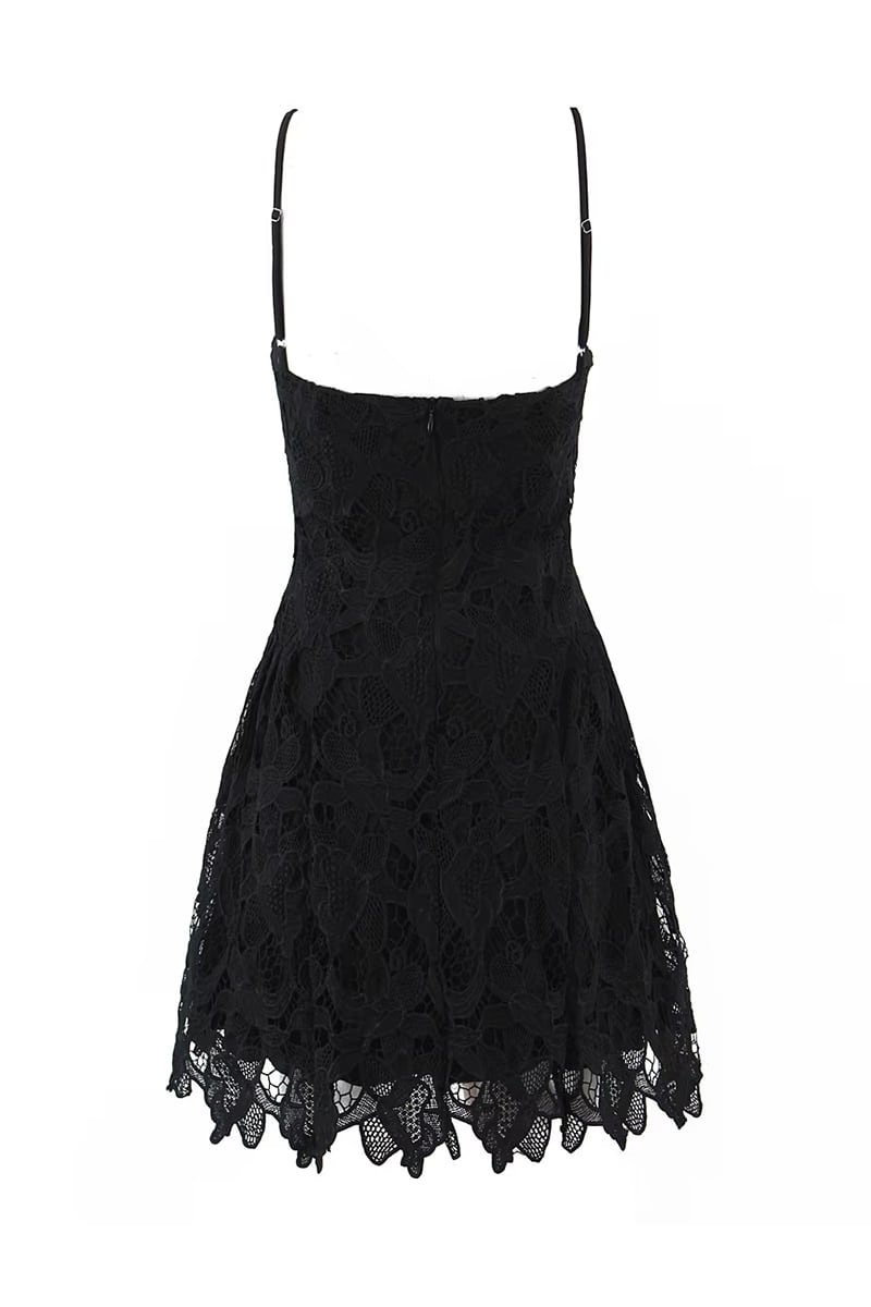 Reha Lace Mini Dress | Jewelclues #color_black