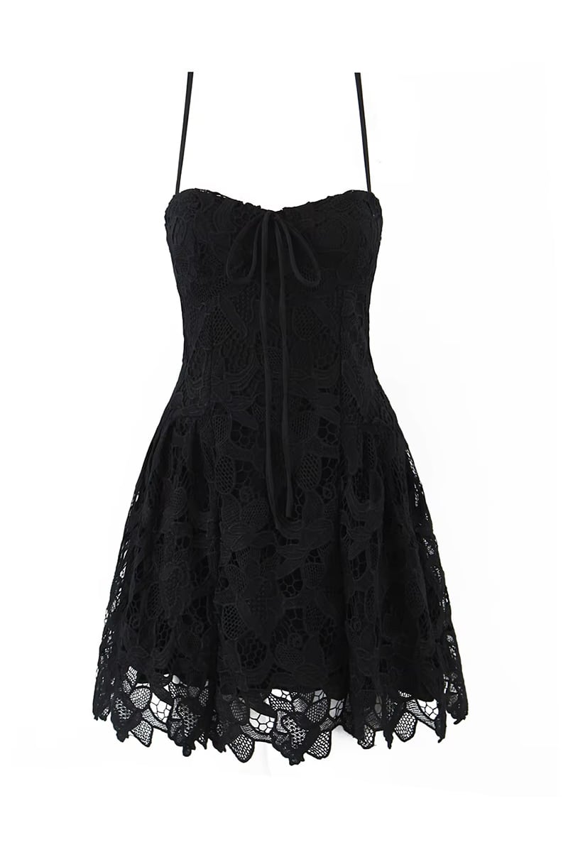Reha Lace Mini Dress | Jewelclues #color_black