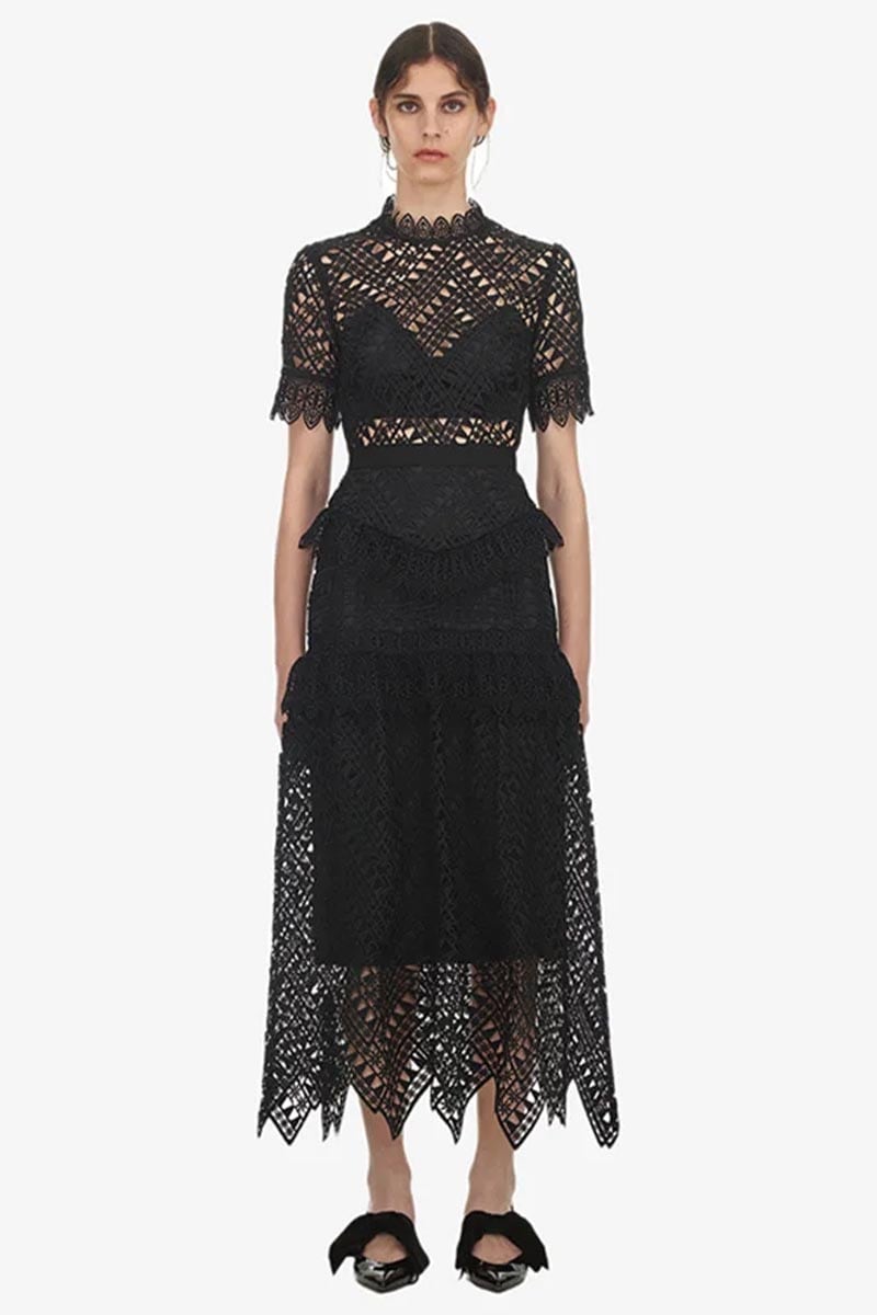 Remy Black Lace Midi Dress | Jewelclues