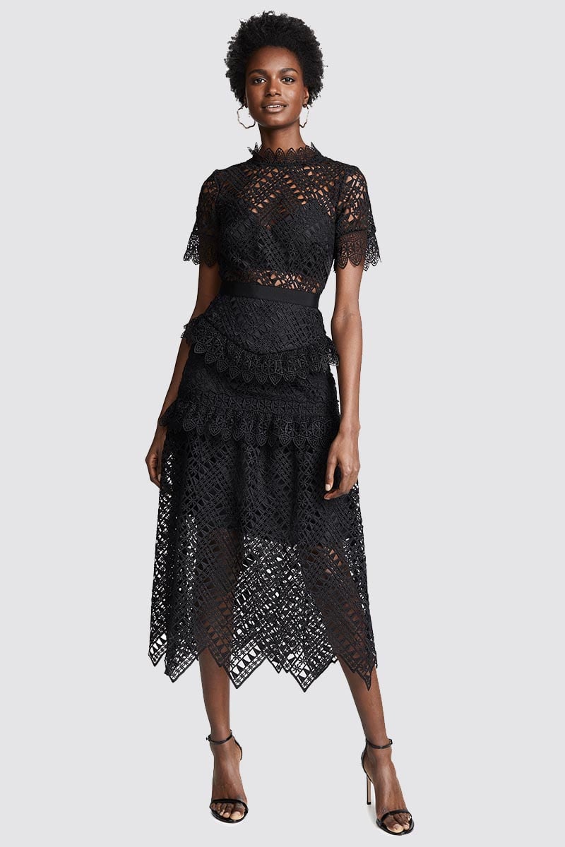 Remy Black Lace Midi Dress | Jewelclues