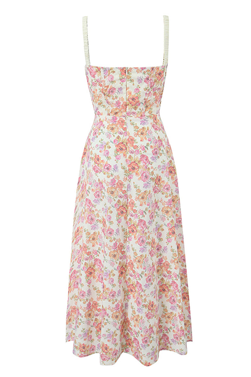 Color_Pink | Romance Reason Floral Print Midi Dress | Jewelclues