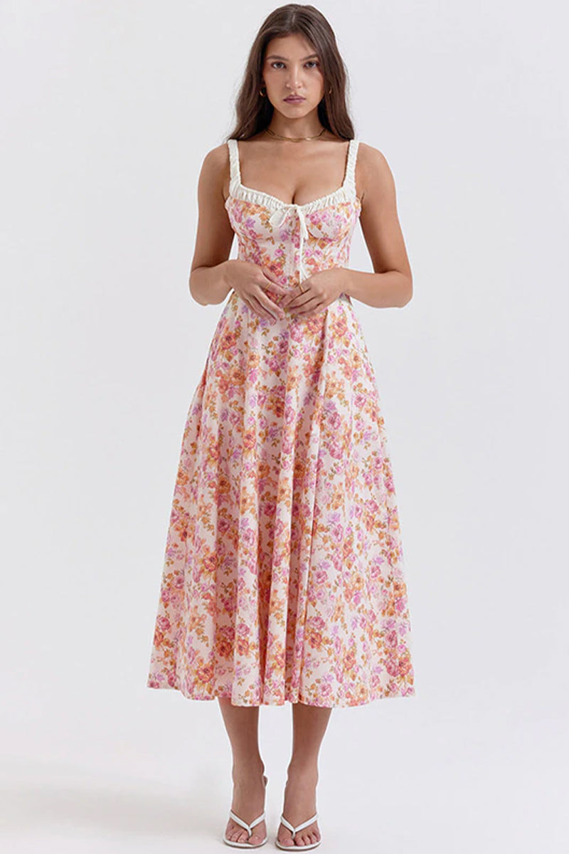 Color_Pink | Romance Reason Floral Print Midi Dress | Jewelclues