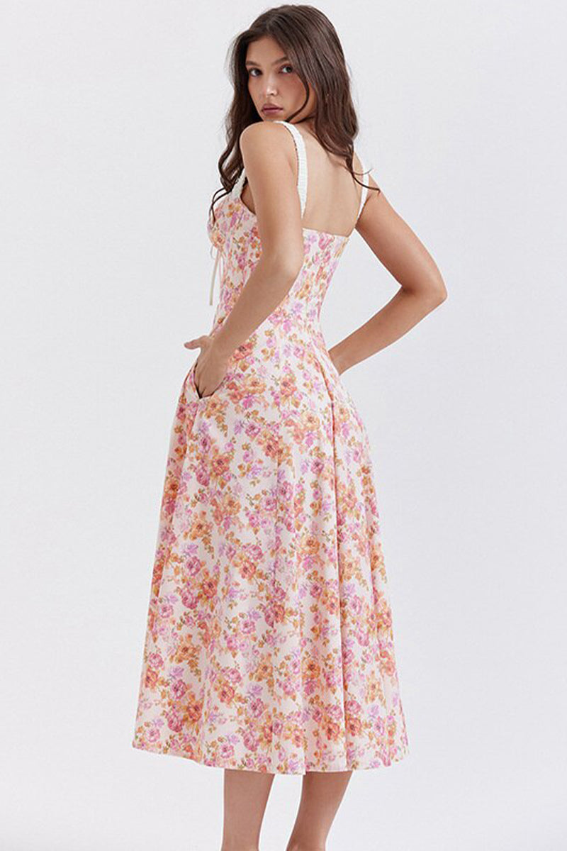 Color_Pink | Romance Reason Floral Print Midi Dress | Jewelclues