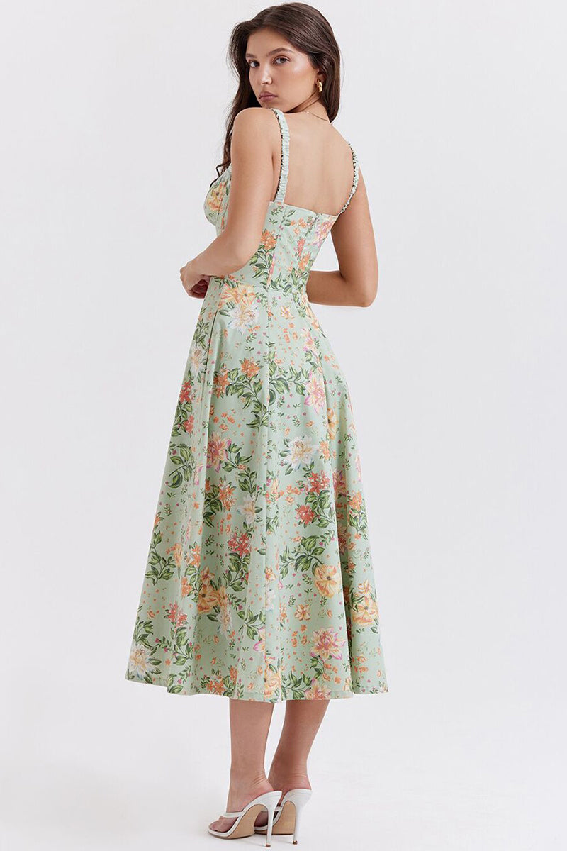 Color_Jade | Romance Reason Floral Print Midi Dress | Jewelclues