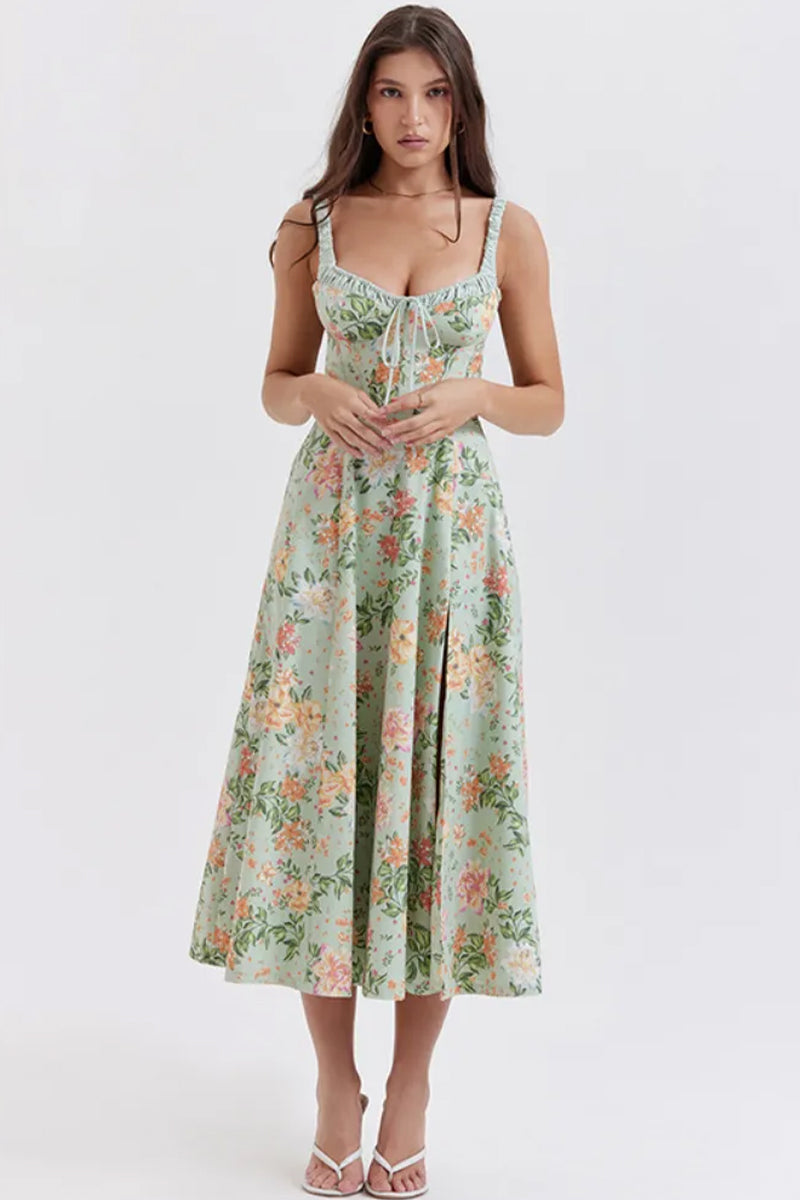 Color_Jade | Romance Reason Floral Print Midi Dress | Jewelclues