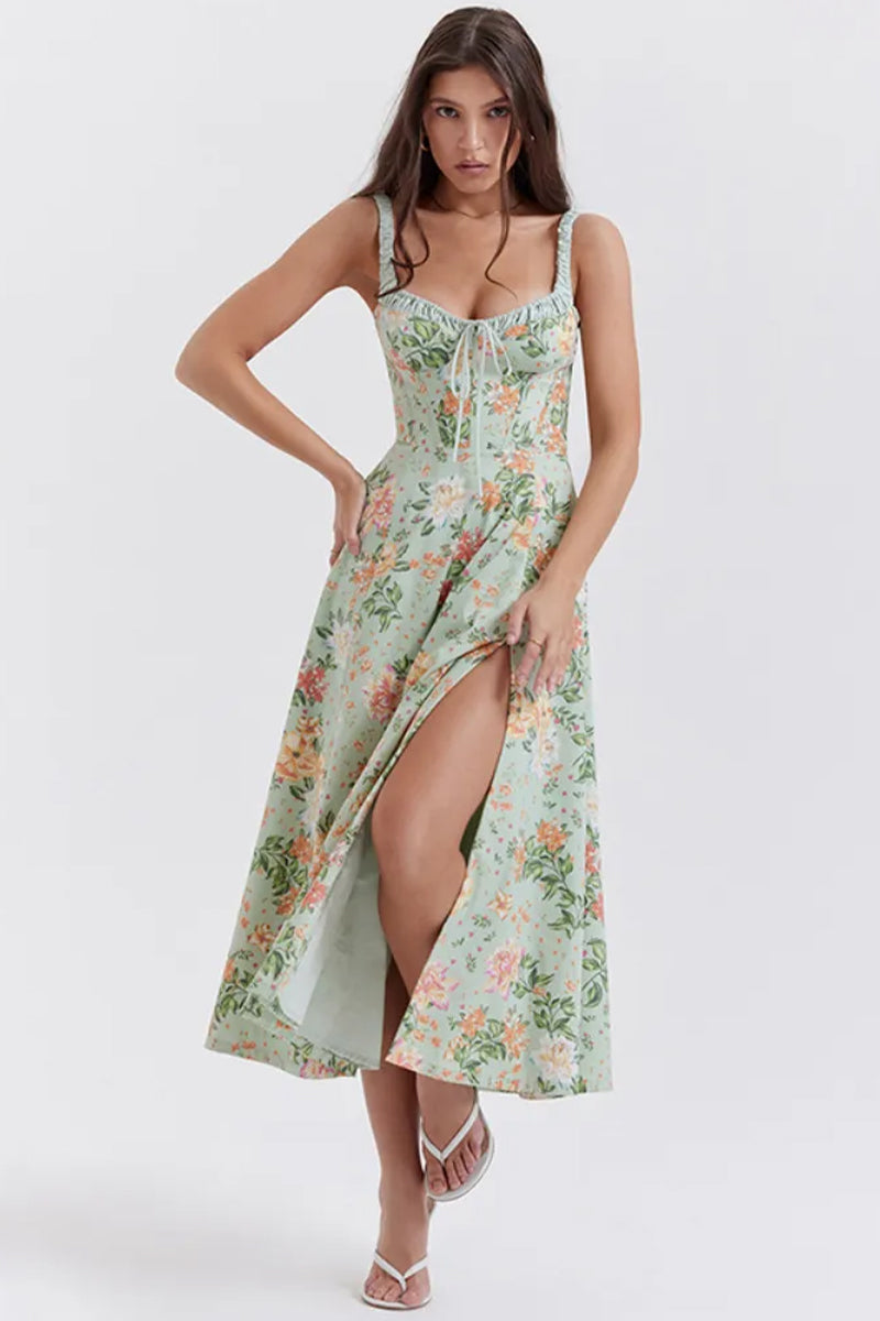Color_Jade | Romance Reason Floral Print Midi Dress | Jewelclues