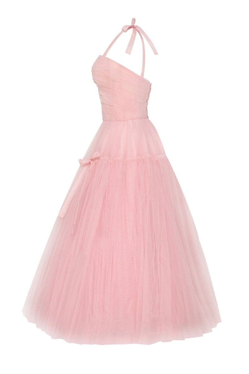 Romantic Heart Tie-Strap Midi Dress | Jewelclues #color_pink