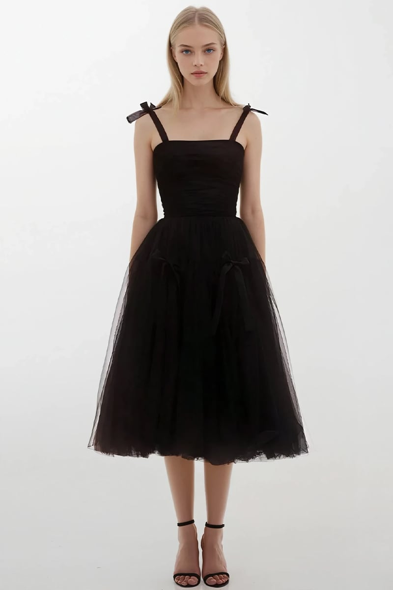 Romantic Heart Tie-Strap Midi Dress | Jewelclues #color_black