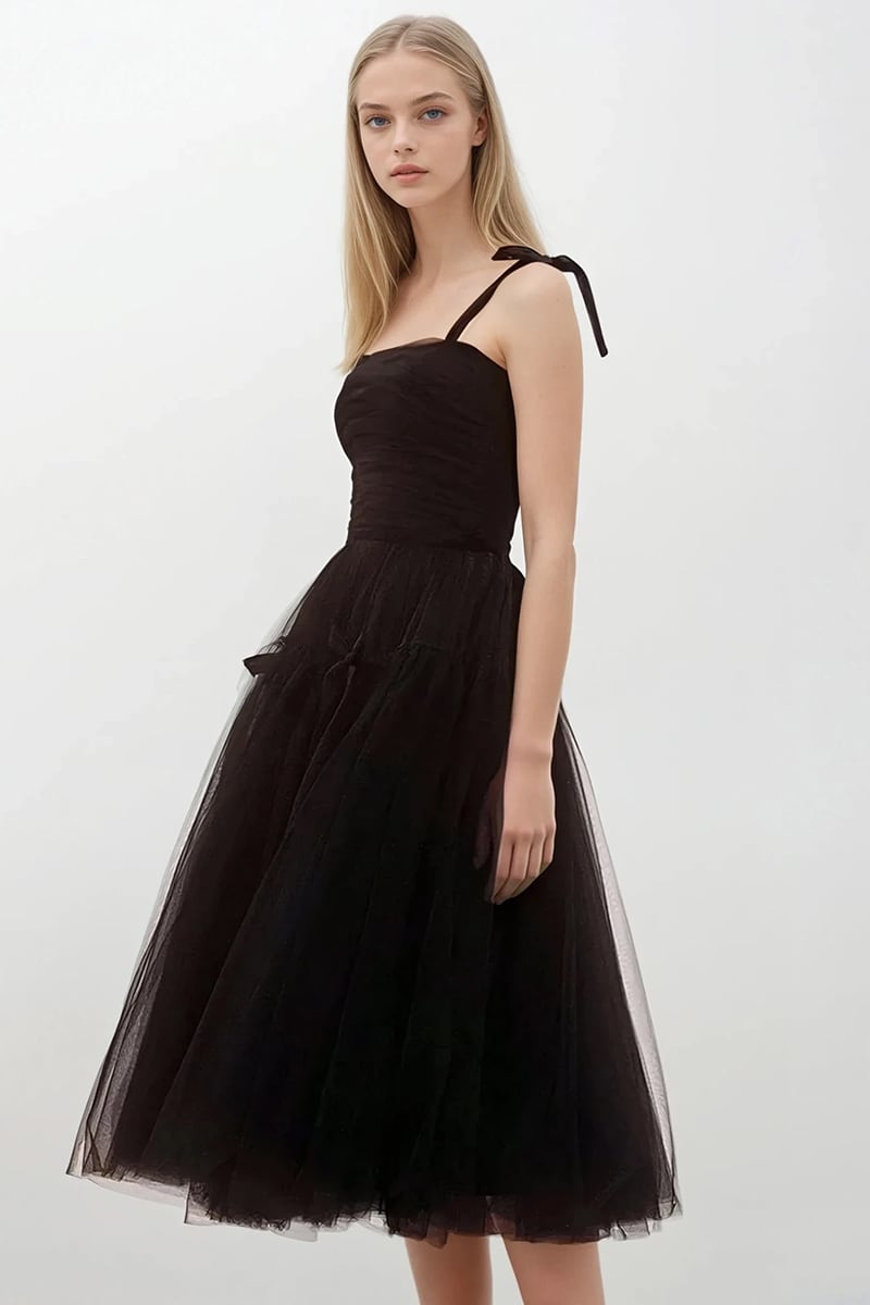 Romantic Heart Tie-Strap Midi Dress | Jewelclues #color_black