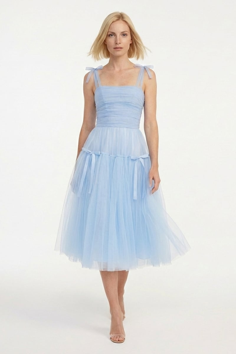 Romantic Heart Tie-Strap Midi Dress | Jewelclues #color_light blue