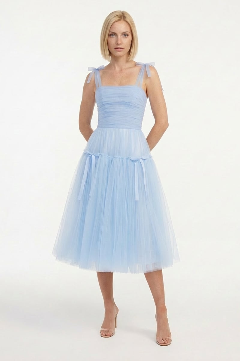 Romantic Heart Tie-Strap Midi Dress | Jewelclues #color_light blue