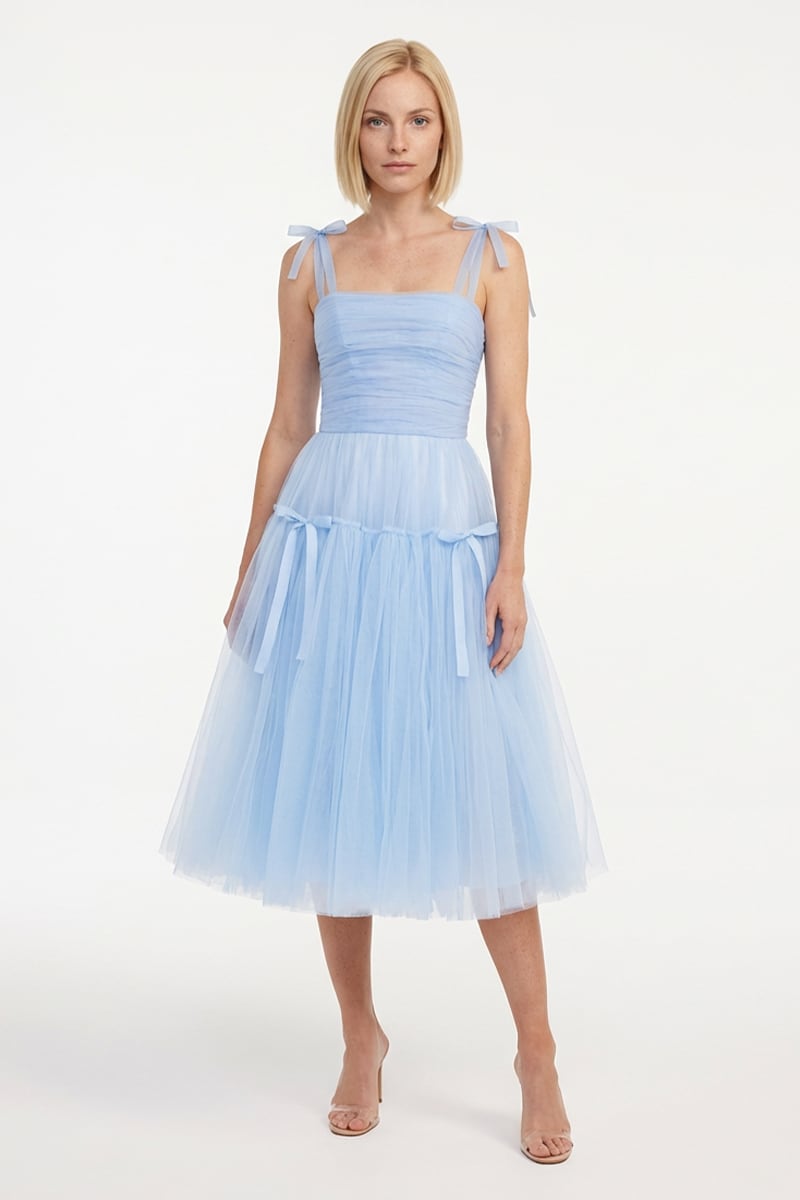 Romantic Heart Tie-Strap Midi Dress | Jewelclues #color_light blue
