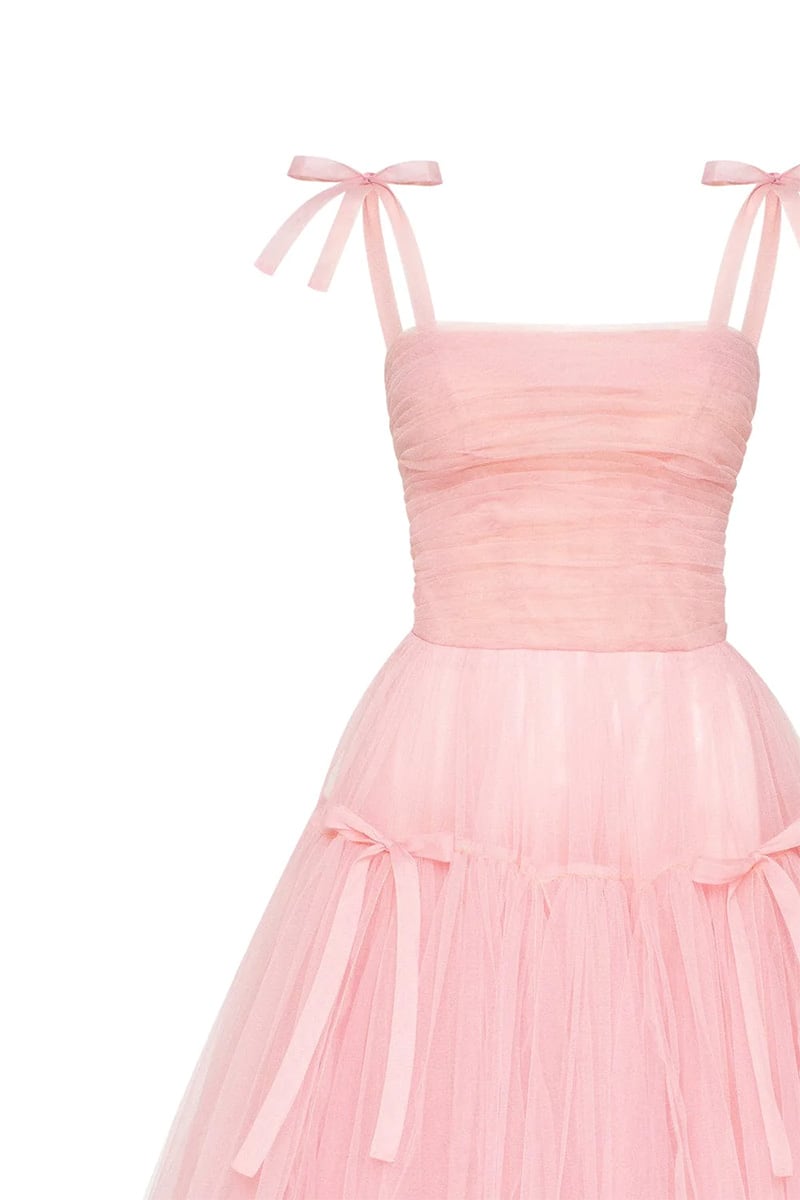 Romantic Heart Tie-Strap Midi Dress | Jewelclues #color_pink