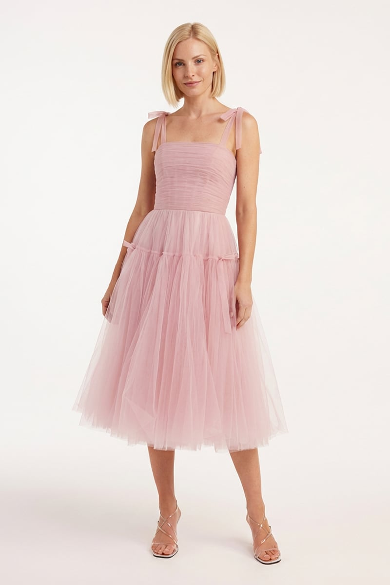 Romantic Heart Tie-Strap Midi Dress | Jewelclues #color_pink