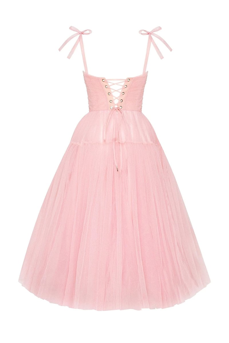 Romantic Heart Tie-Strap Midi Dress | Jewelclues #color_pink