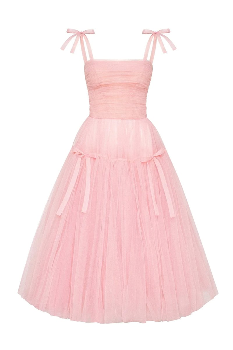 Romantic Heart Tie-Strap Midi Dress | Jewelclues #color_pink