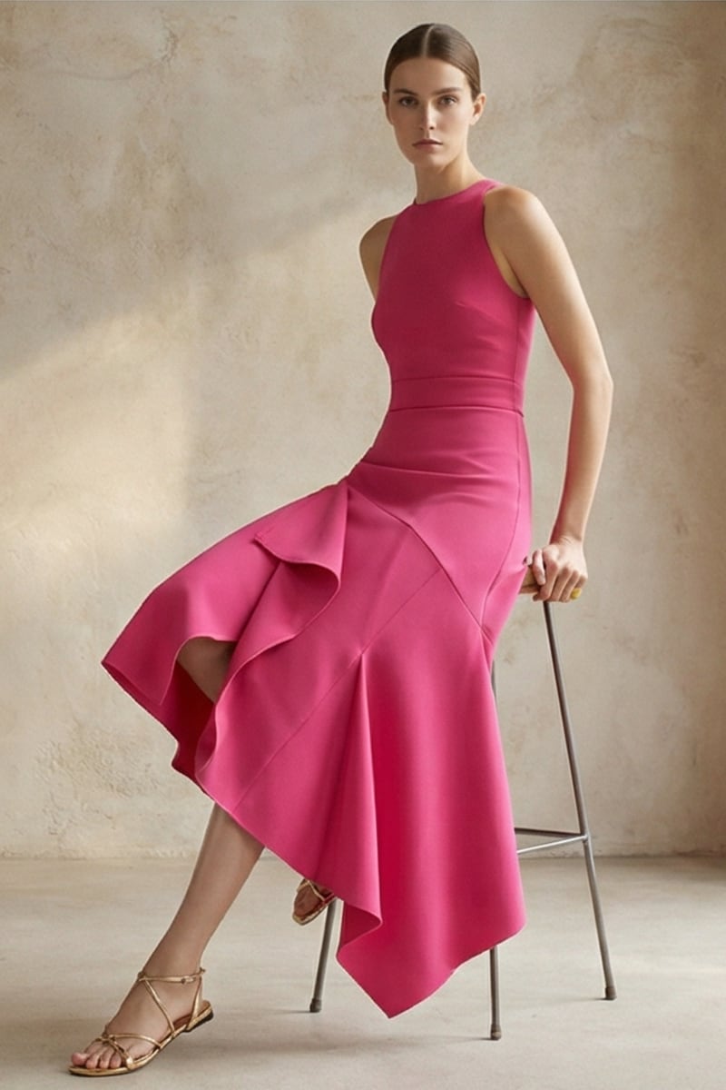 Rosalee Asymmetrical Midi Dress | Jewelclues