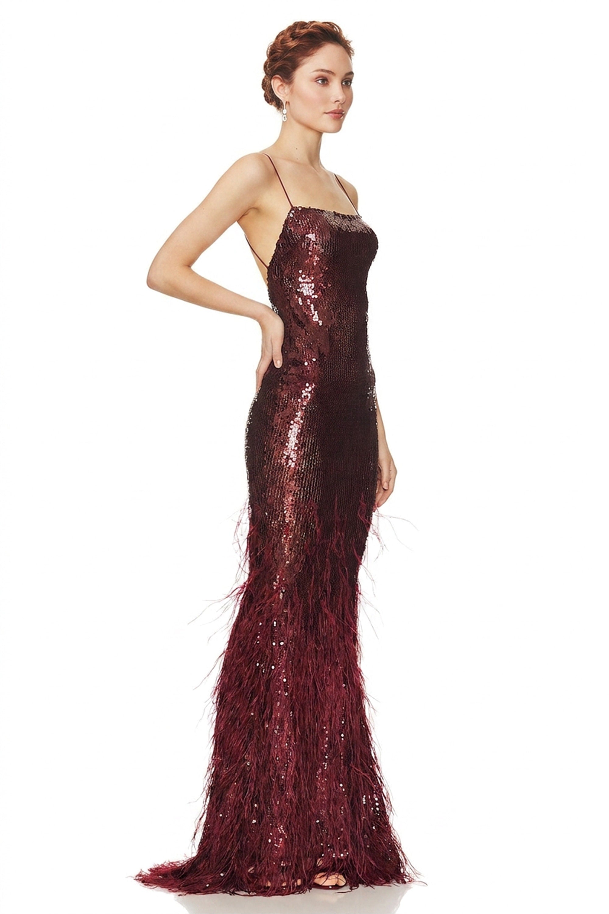 Rosie Sequin Feather Gown | JewelClues