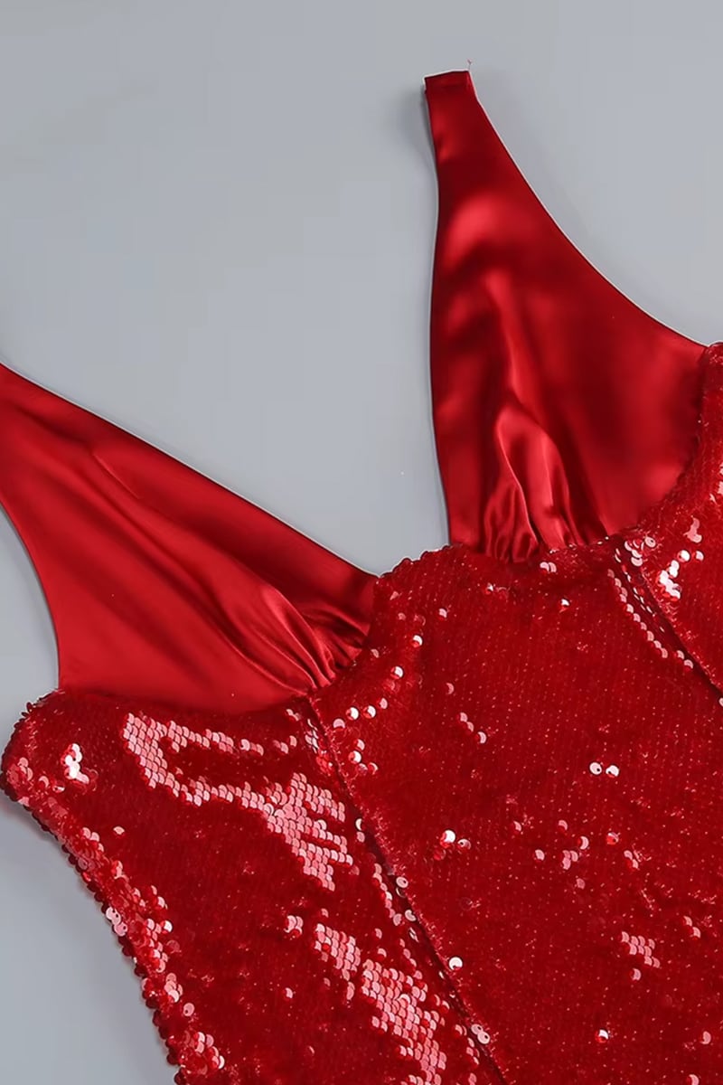 Scarlet Opulence Sequin Maxi Dress | Jewelclues