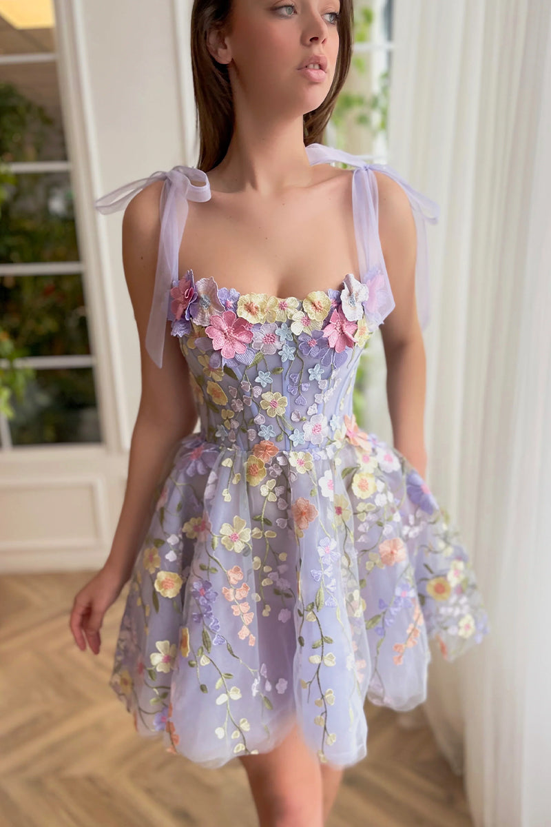 Darling Romance {Color} Floral Embroidery Mini Dress