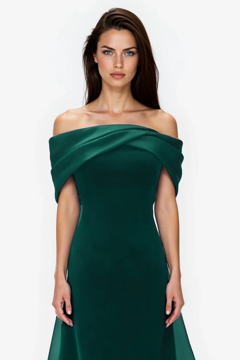 Selene Off-Shoulder Velvet Gown | Jewelclues #color_emerald green