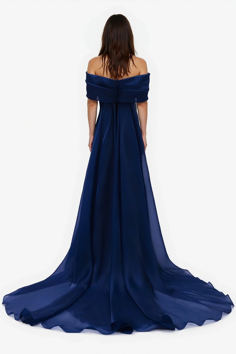 Selene Off-Shoulder Velvet Gown | Jewelclues #color_navy blue