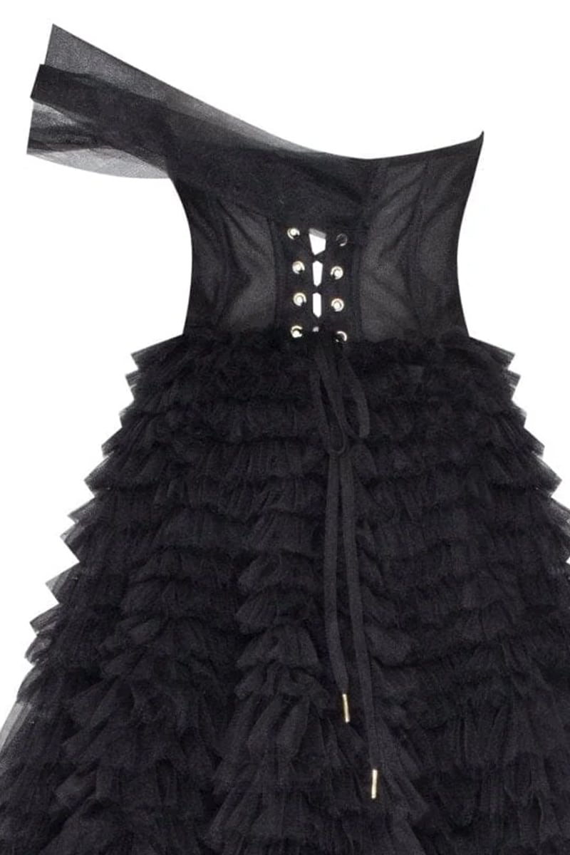 Seraphina One-Shoulder Tulle Ball Gown | Jewelclues - Black