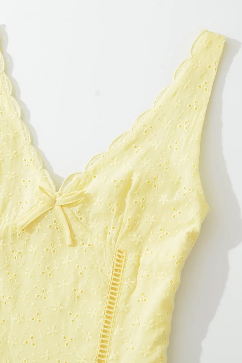 Seraphine Eyelet Embroidered Mini Dress | Jewelclues #color_yellow