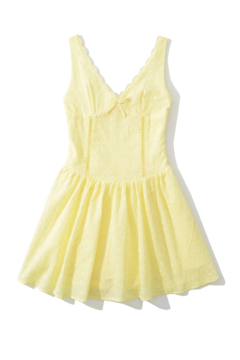 Seraphine Eyelet Embroidered Mini Dress | Jewelclues #color_yellow