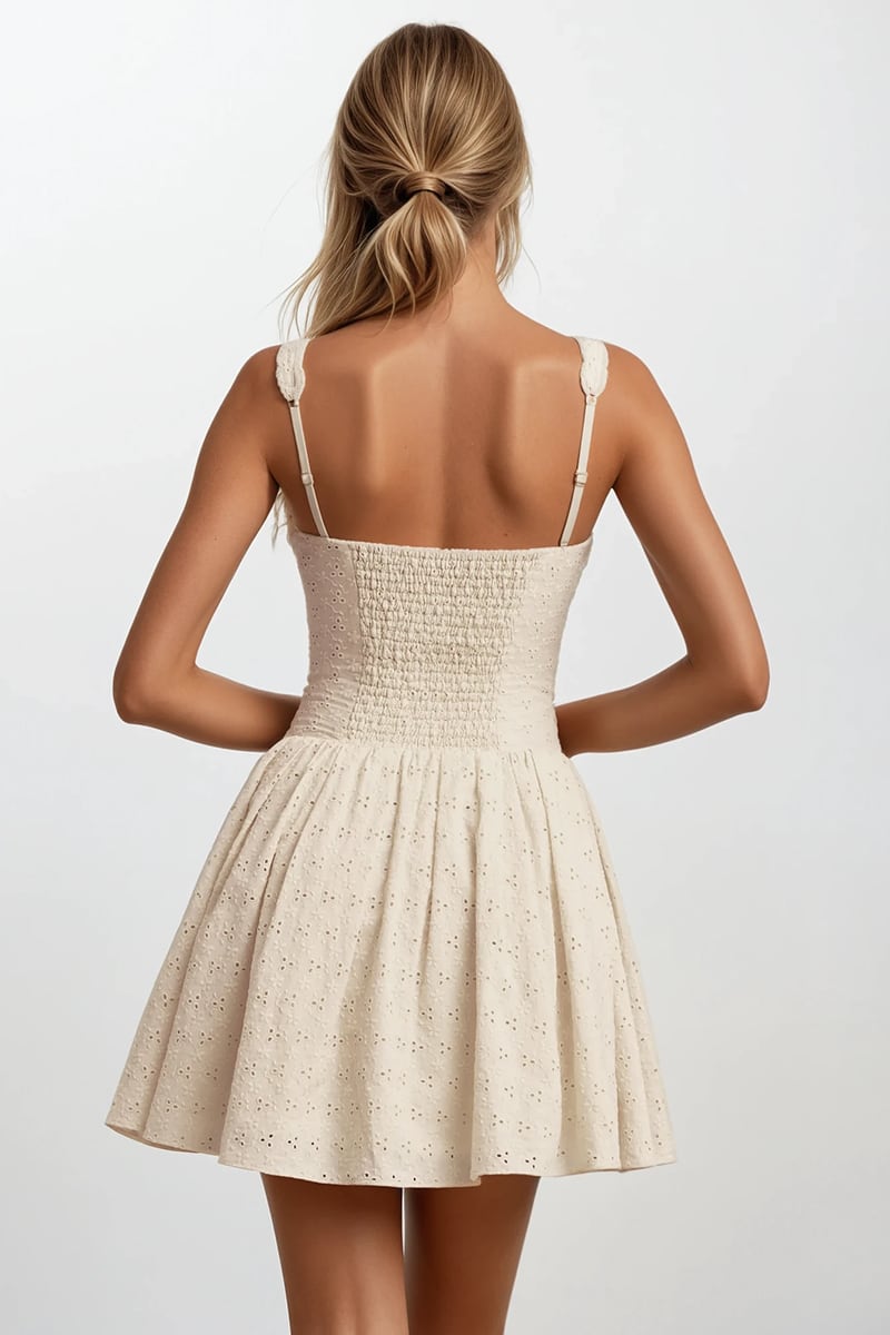Seraphine Eyelet Embroidered Mini Dress | Jewelclues #color_off white
