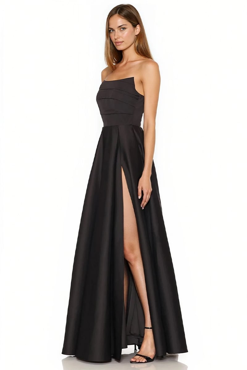 Serena Black Satin Gown | Jewelclues