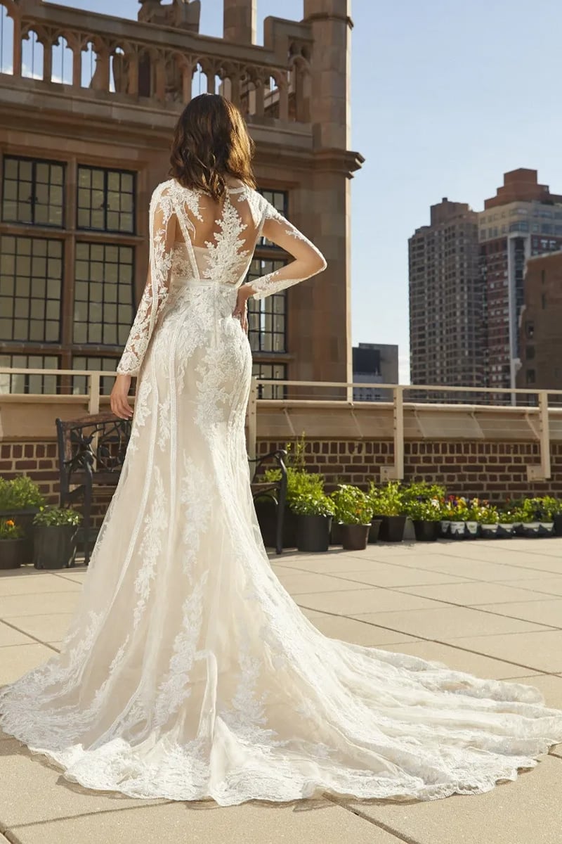 Serene Long-Sleeve Wedding Dress | Jewelclues #color_ivory