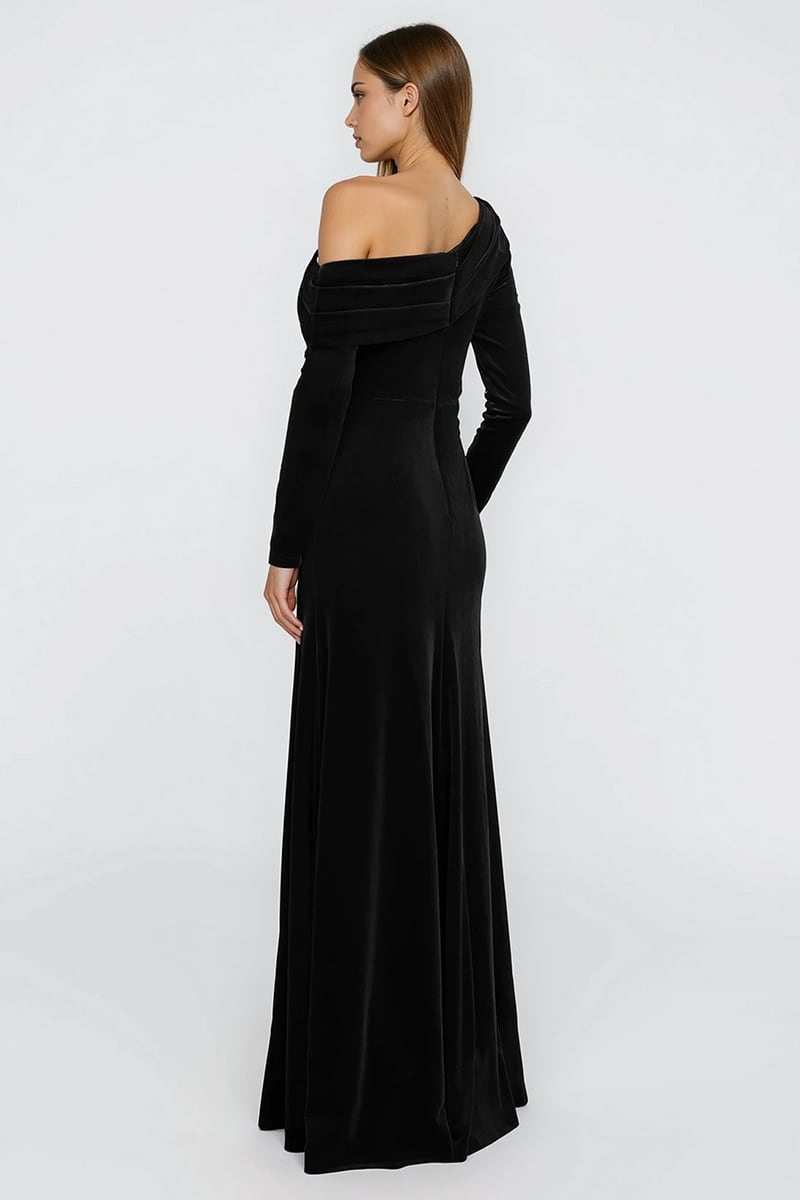 Serenity One-Shoulder Velvet Gown | Jewelclues