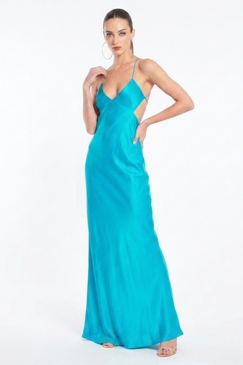 Skye Silk Satin Bias Cut Gown | JewelClues