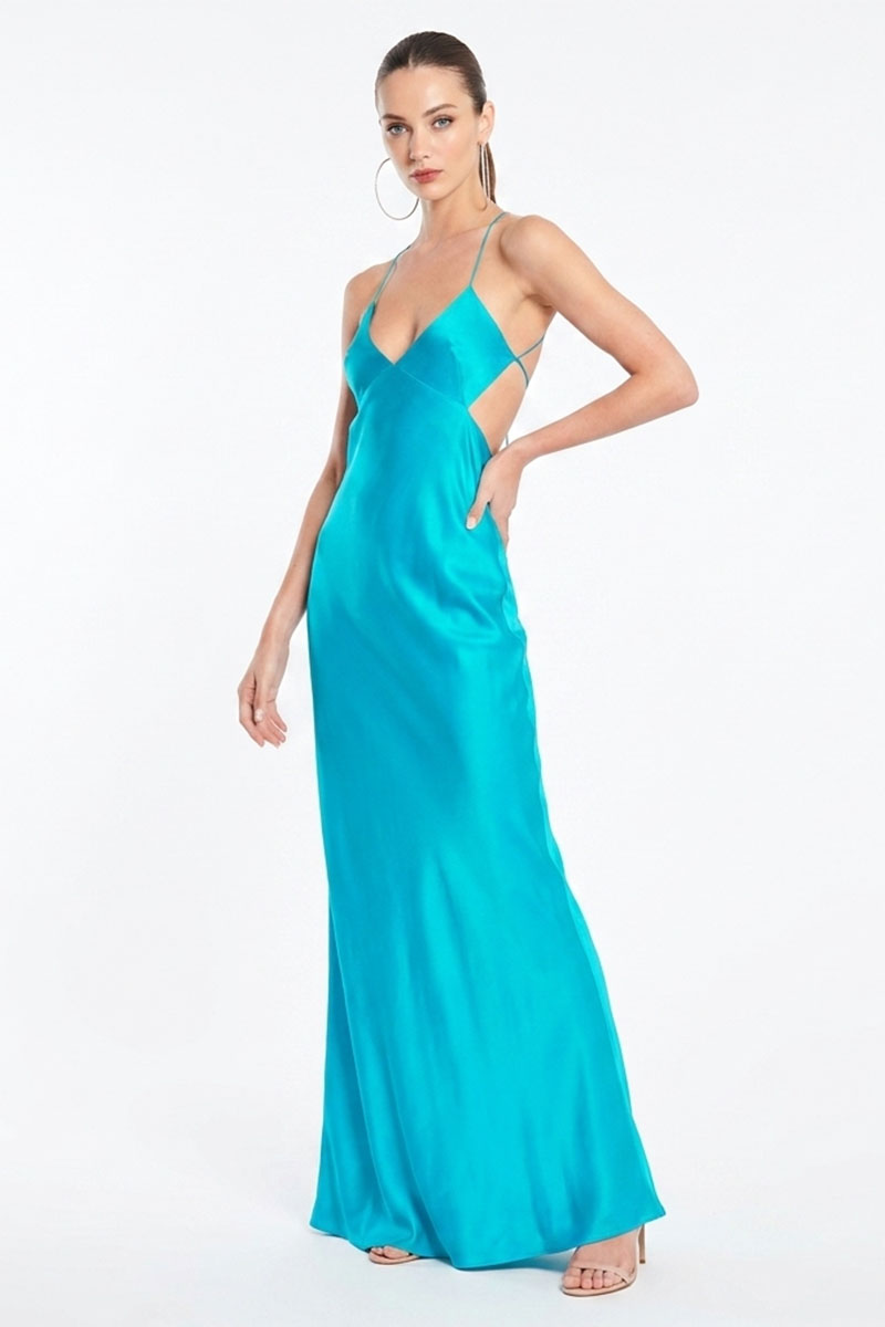 Skye Silk Satin Bias Cut Gown | JewelClues