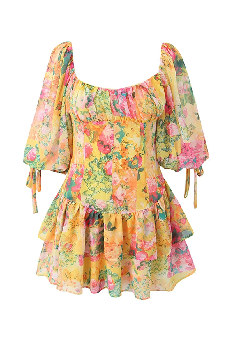 So Stunning Floral Print Mini Dress | Jewelclues