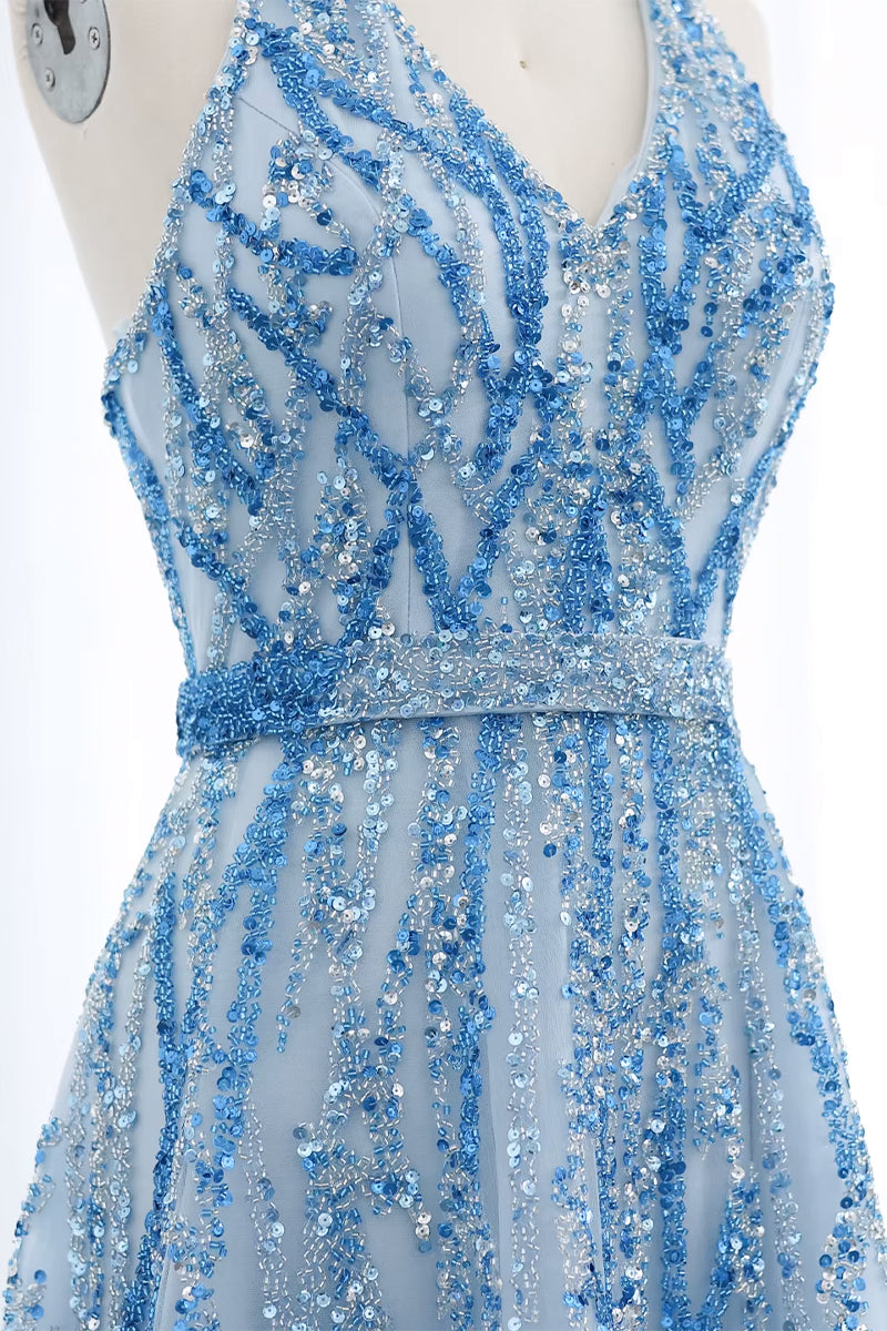 Soiree Charm Jewel Tone Maxi Dress | Jewelclues #color_light blue