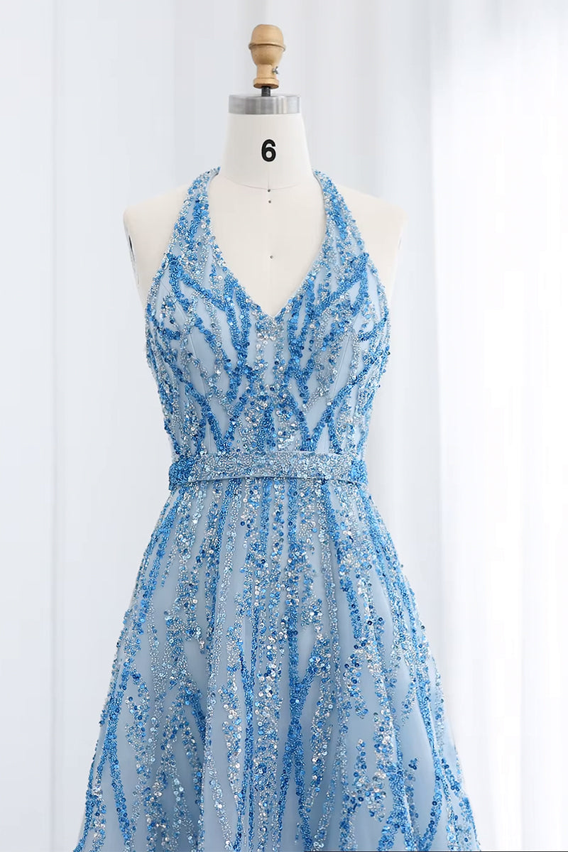 Soiree Charm Jewel Tone Maxi Dress | Jewelclues #color_light blue