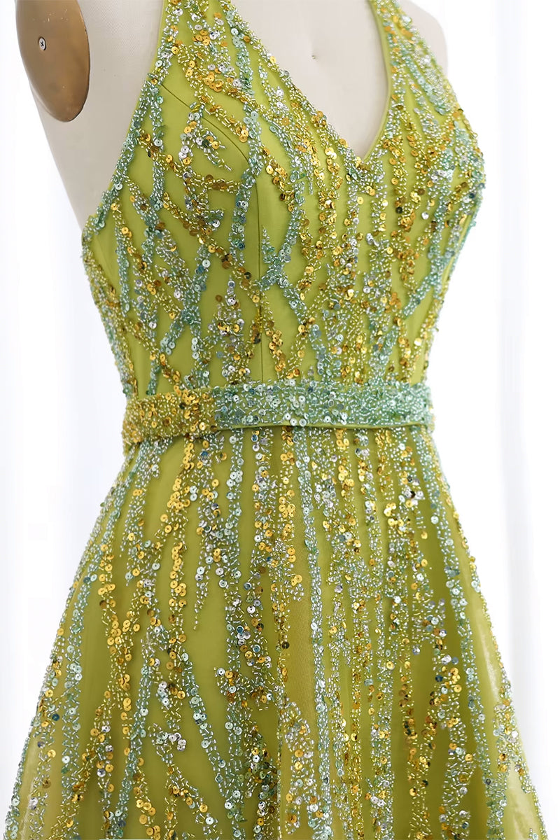 Soiree Charm Jewel Tone Maxi Dress | Jewelclues #color_lime green