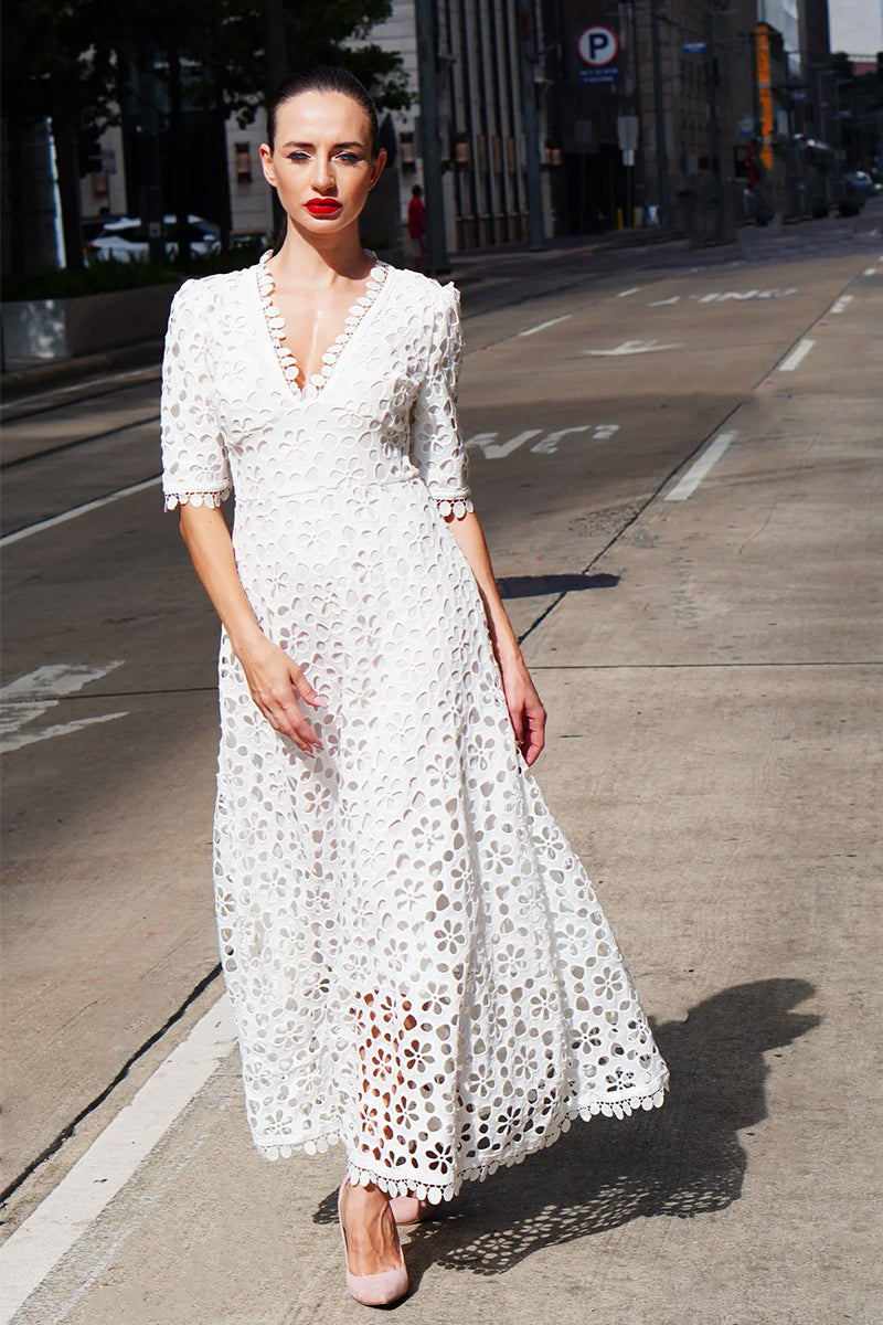 Somerset White Eyelet Maxi Dress | Jewelclues