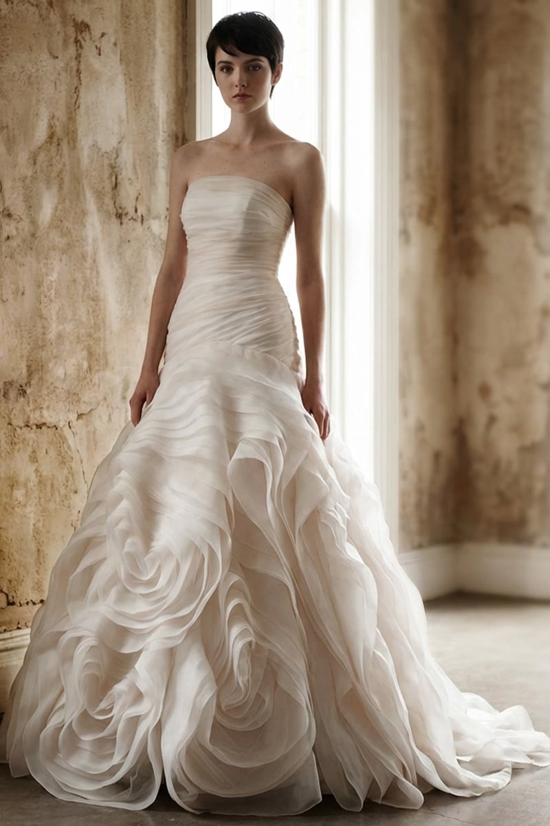 Sophia Strapless Organza Gown | JewelClues #color_white