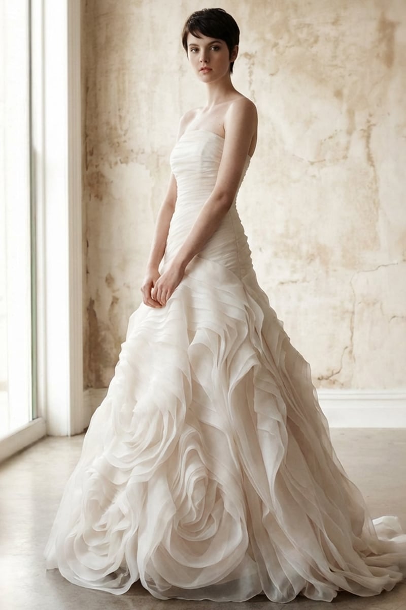 Sophia Strapless Organza Gown | JewelClues #color_white