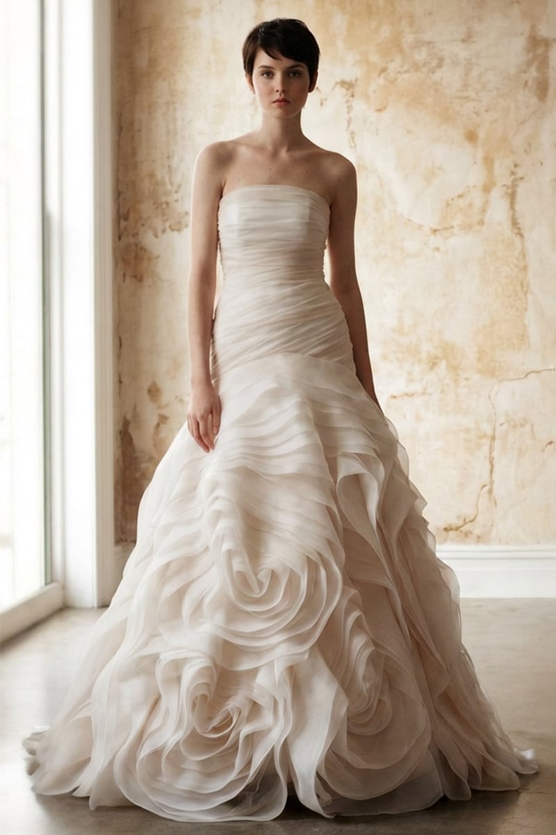 Sophia Strapless Organza Gown | JewelClues #color_white