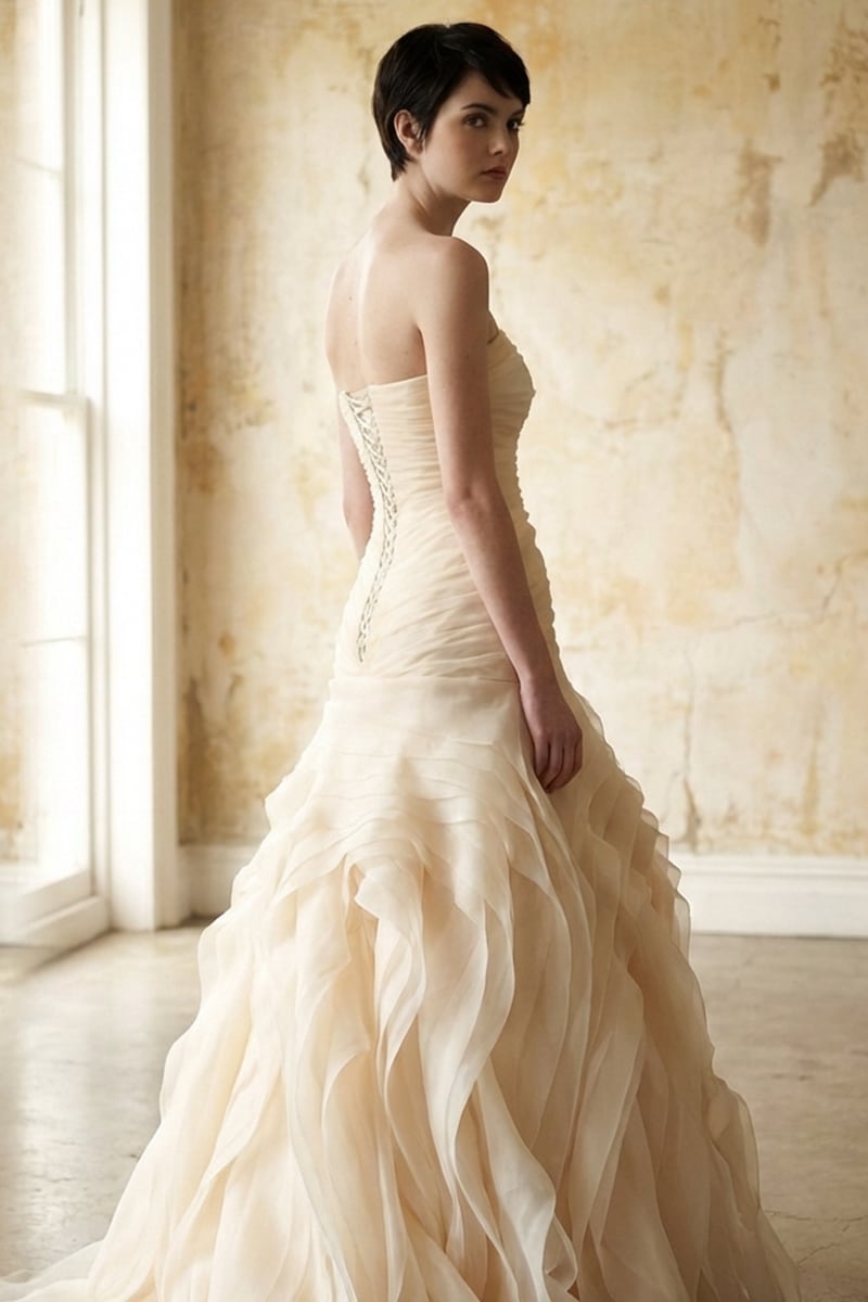 Sophia Strapless Organza Gown | JewelClues #color_beige