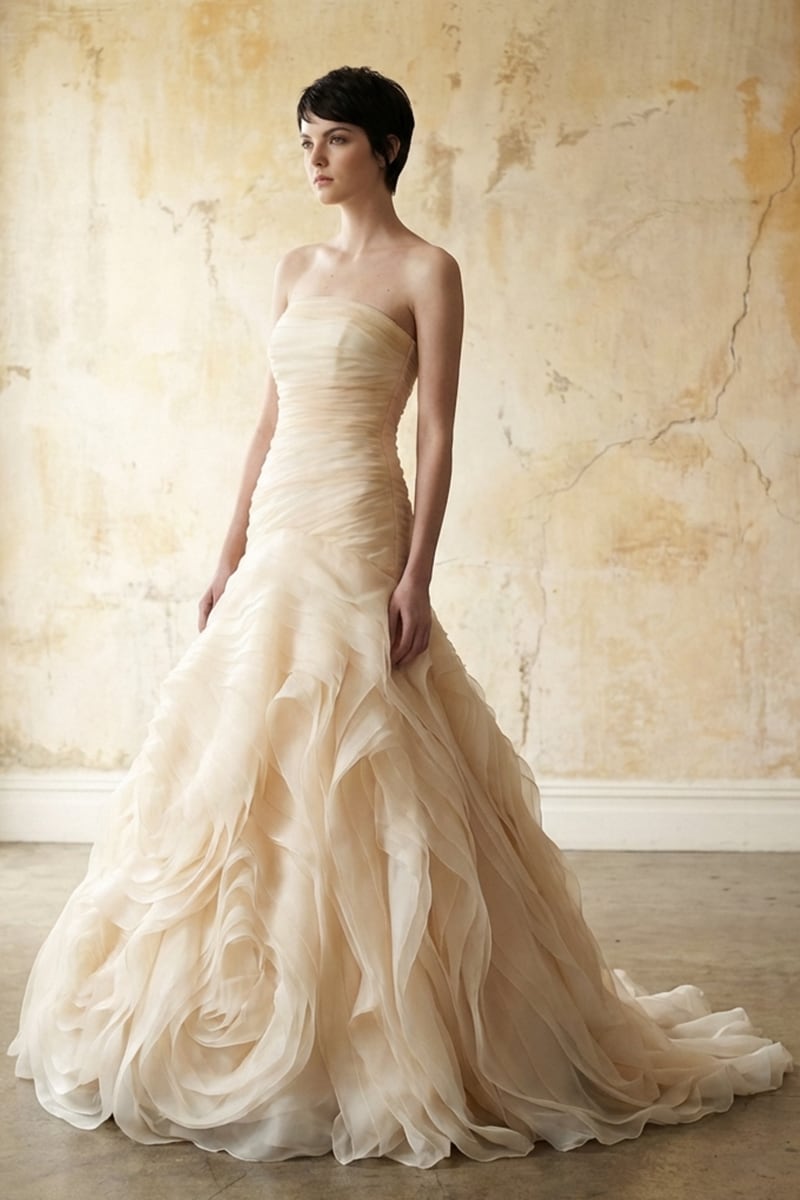 Sophia Strapless Organza Gown | JewelClues #color_beige
