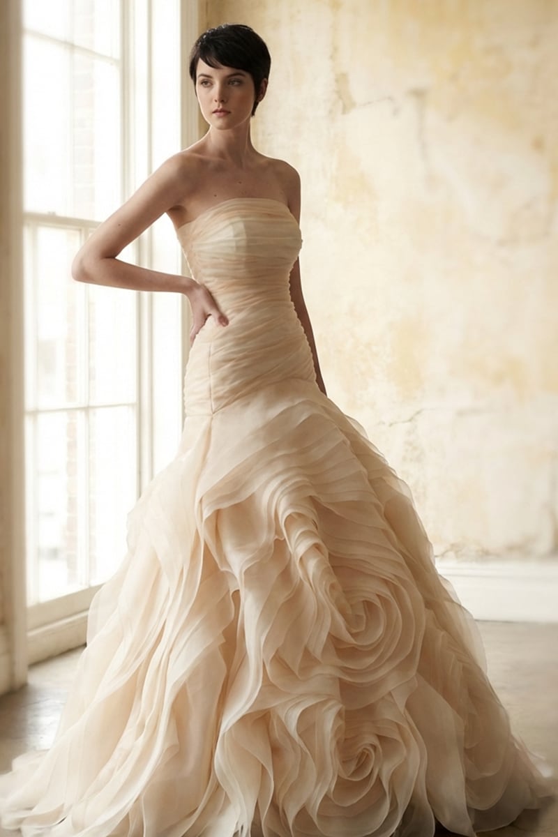 Sophia Strapless Organza Gown | JewelClues #color_beige