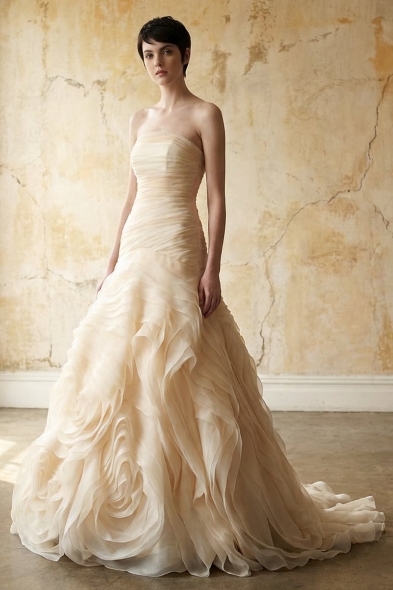 Sophia Strapless Organza Gown | JewelClues #color_beige