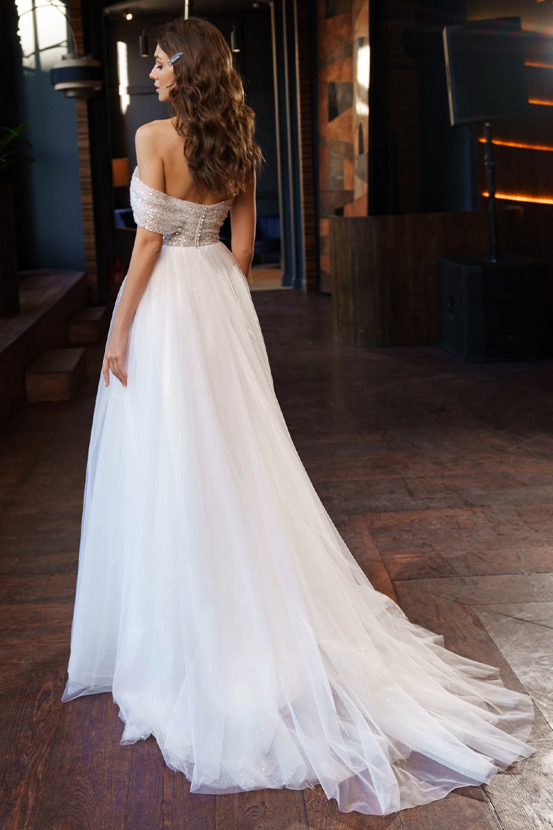 Sparkling Love Strapless A-line Wedding Dress | Jewelclues